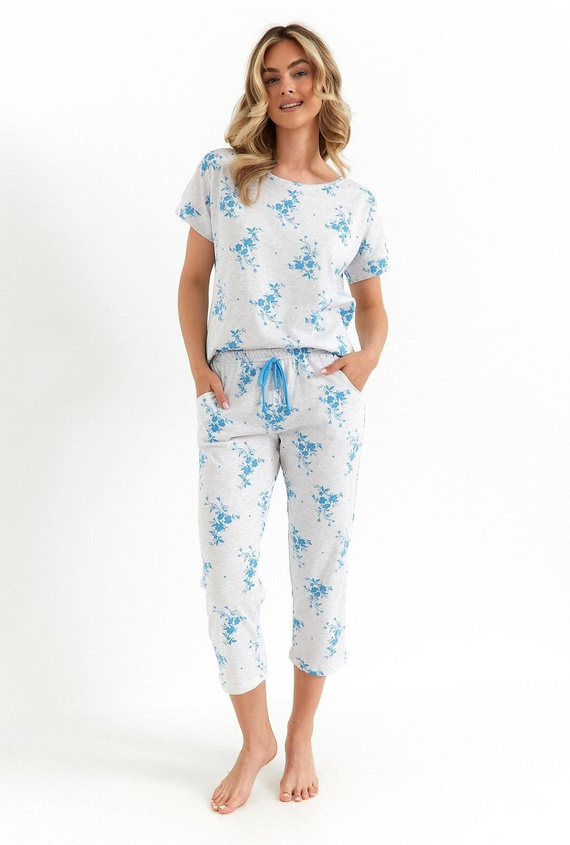490 Dámské pyžamo Cana světle šedá bavlna pohodlná klasika