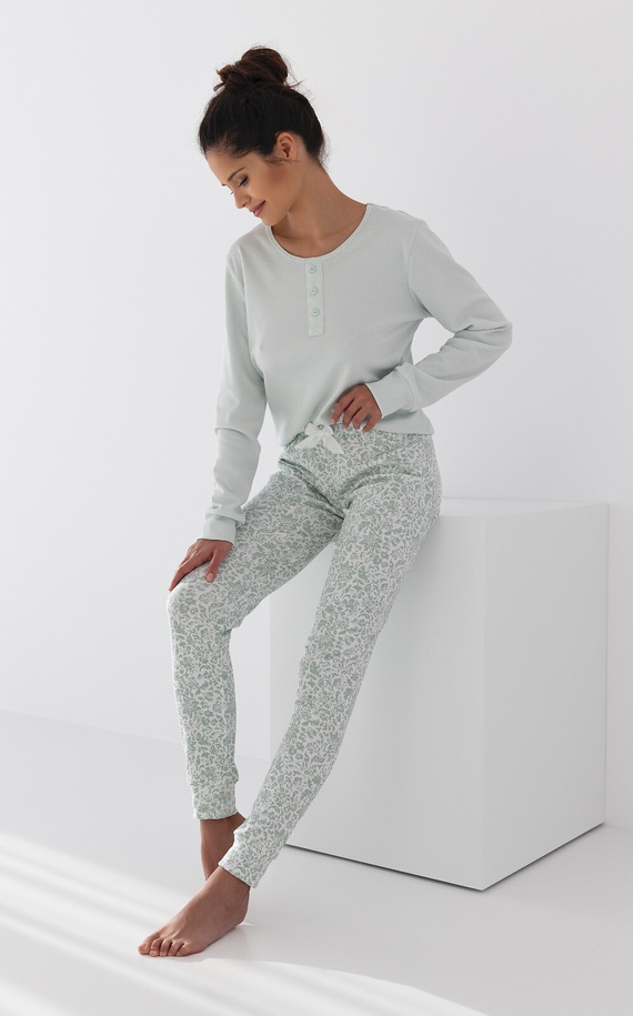 Olivové dámské pyžamo Sensis Interlock - mátové