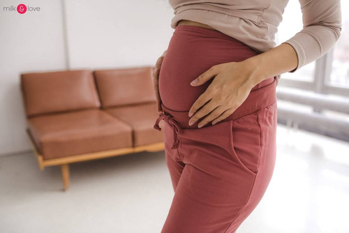 Spodnie dresowe ciążowe Milk&Love niebieski dusty cedar