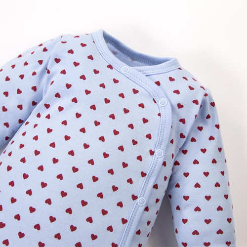 Dětské body Love Eevi modré se srdíčky 100% bavlna, celopropínací