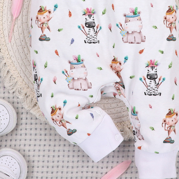 ABN-5537 Nini Happy Animals dětské dupačky z organické bavlny - bezniklové patentky, hypoalergenní, polská výroba