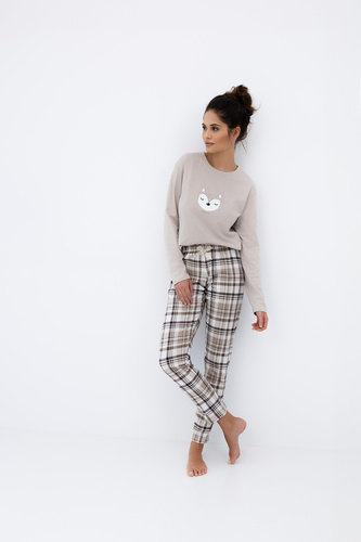 Dámské pyžamo Tinsley Sensis - bavlněné, dlouhé, kostkované