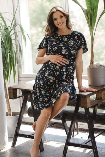 Lovely Dress sukienka ciążowa i do karmienia Milk&Love granatowa w rumianki