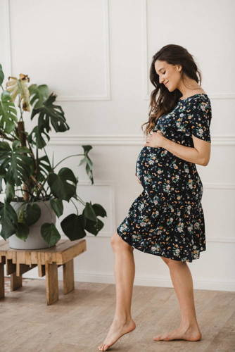 Lovely Dress sukienka ciążowa i do karmienia Milk&Love granatowa w rumianki
