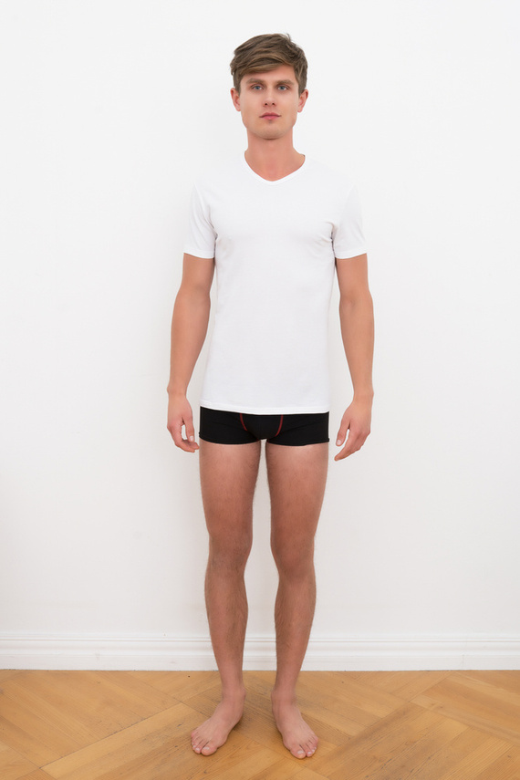 Ikar Pánské tričko s kapucí u krku Italian Fashion - bílé