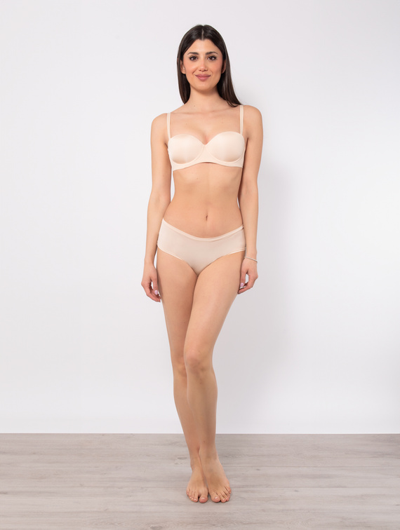 2550 Podprsenka Bandeau - vyztužená, hladká, s odnímatelnými ramínky Sielei beige