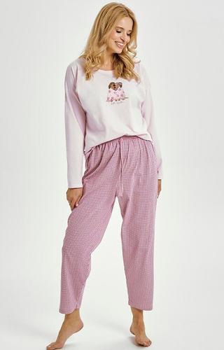 3434 Elisa Dámské pyžamo Taro - 100% bavlna, dlouhý rukáv, potisk pejsků