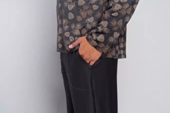 Pinus Pánské pyžamo s dlouhým rukávem, dlouhé kalhoty Italian Fashion- print/graphite