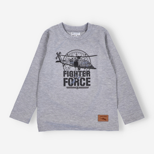 KAR-1018 Chlapecká halenka s dlouhým rukávem Lagarto Verde šedá - bavlna s elastanem, polská výroba