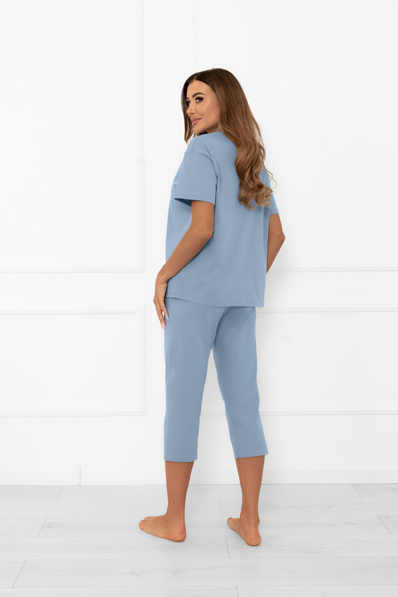 Dámské pyžamo Ksara - krátký rukáv, 3/4 kalhoty, bavlna Italian Fashion - ocelové