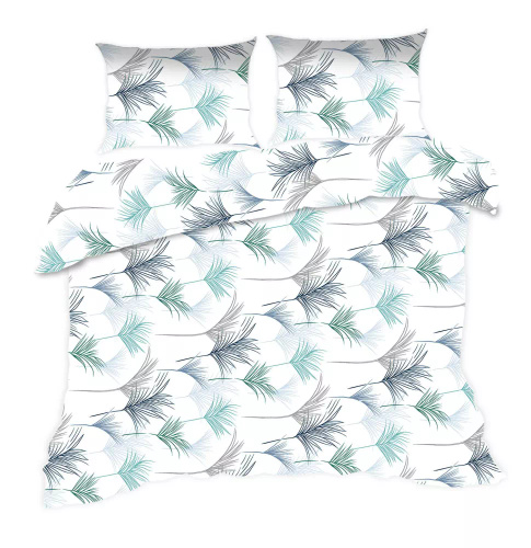 1817N Bavlněné povlečení Classic E24 Karo leaves white blue - 100% bavlna, odolné, barevné, 2dílná sada