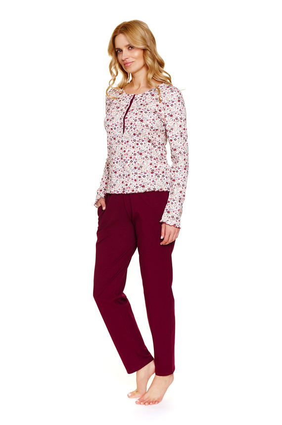 7307 Doctor Nap - dámské plus size pyžamo na zip | 95% bavlna, polská výroba - flores