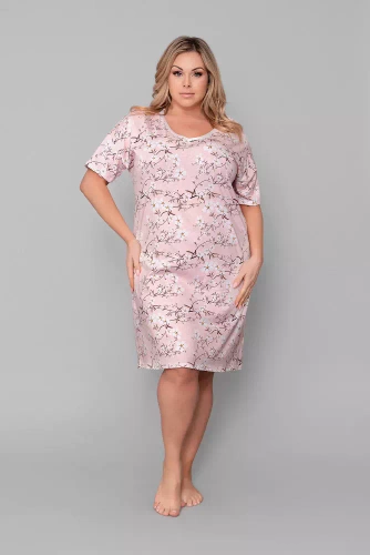Noční košile Alwa s krátkým rukávem Italian Fashion - růžový potisk