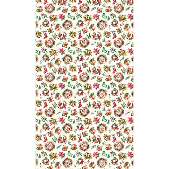 C03 Vánoční ubrus červený Markizeta - voděodolný, elegantní, lesklá výroba