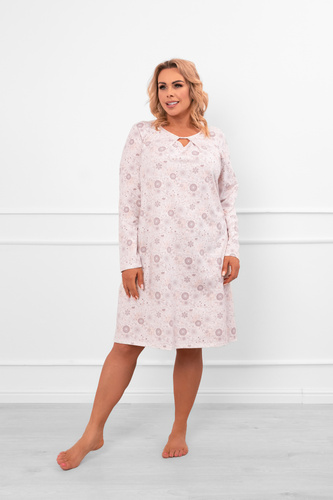 Dámská noční košile Satui - bavlna, dlouhý rukáv, květinový vzor Italian Fashion