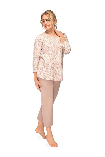 Bavlněné pyžamo Lucyna II 271 Martel listy rukáv 3/4 7/8