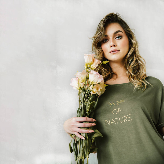 Dámské pyžamo Natura s krátkým rukávem a 3/4 kalhotami Italian Fashion - khaki barva