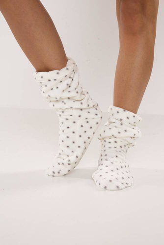 553/554 Wellsoft Smooth ponožky na spaní De Lafense - ecru malé tečky