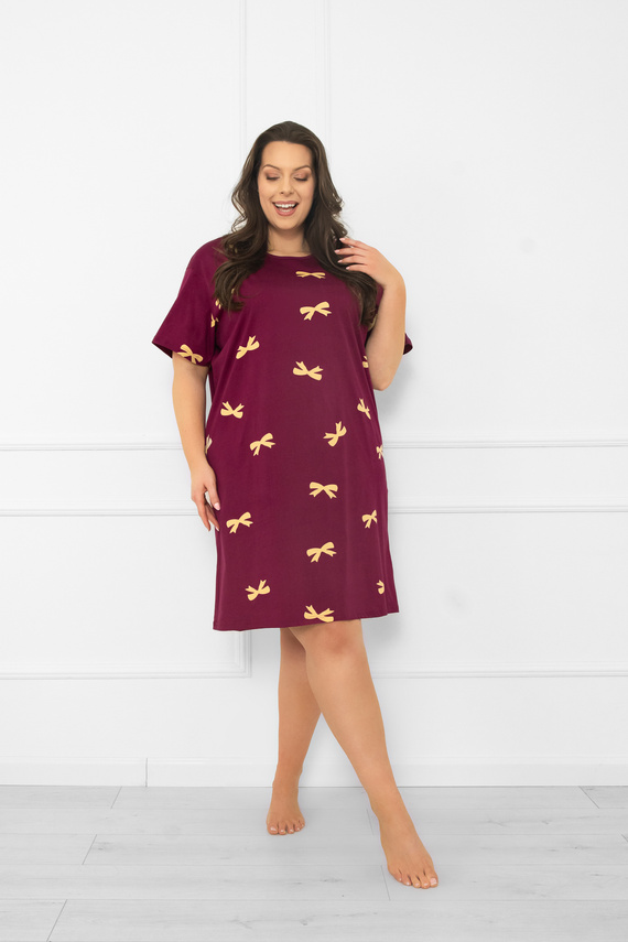 Kwadro Dámská noční košile Italian Fashion - bavlněná, s krátkým rukávem, s mašlemi