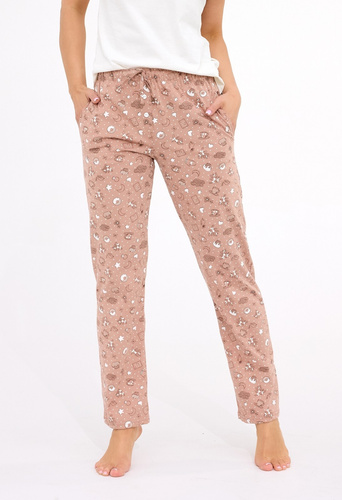 690/46 Béžové dámské pyžamové kalhoty Cornette - bavlna, kapsy, pohodlí a styl