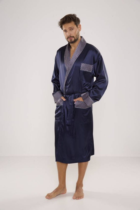940 Forex pánský saténový župan - tmavě modrý