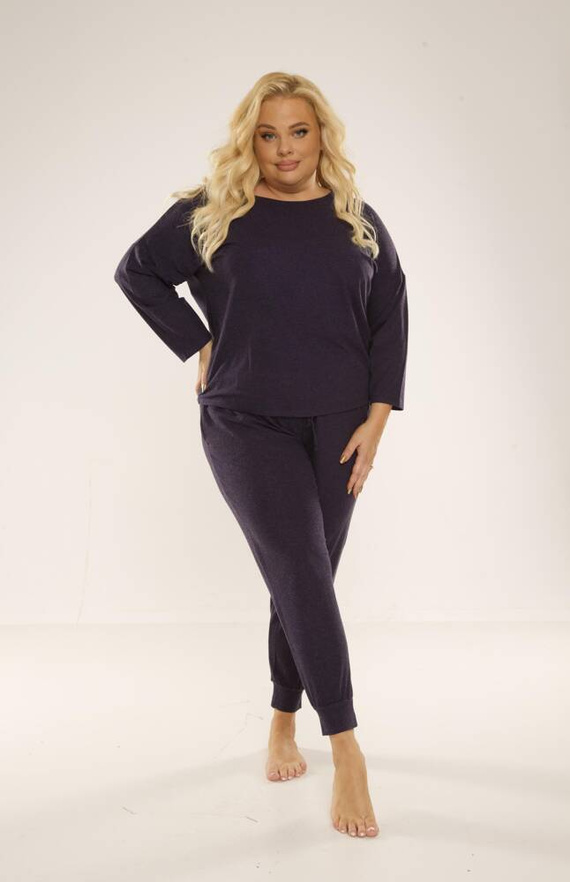 347 Paula Dámské pyžamo Plus Size De Lafense - tmavě modré