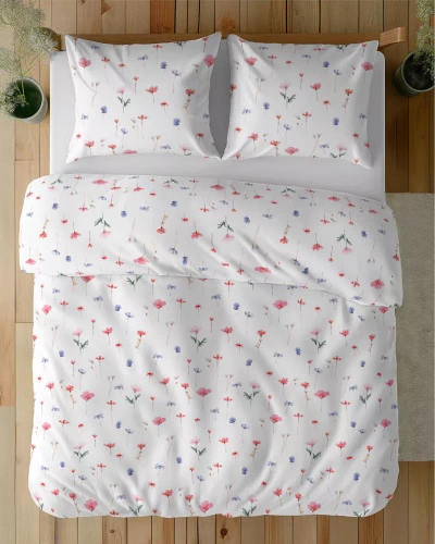 5486 B Detexpol Saténové příběhy bílé - růžové | 100% bavlna, saténová vazba, zip, dárková krabička