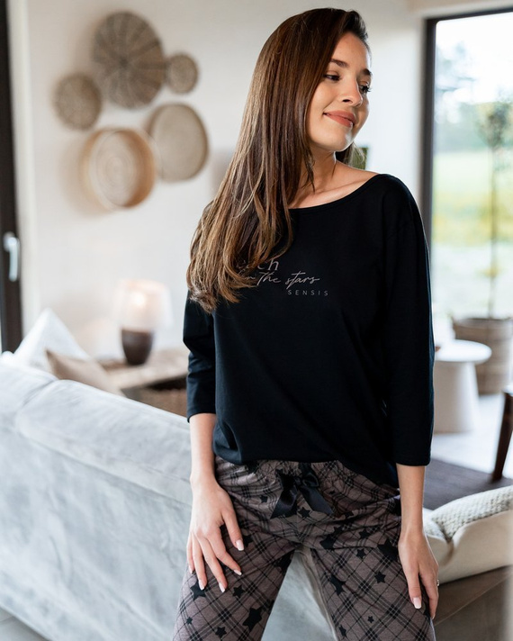 Sensis Reach For The Stars Dámské pyžamo - černohnědé