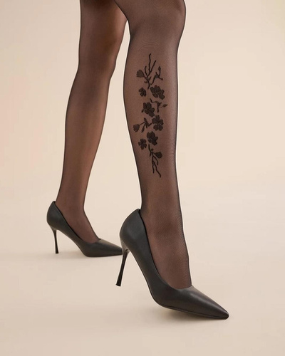 Dámské punčochy 385 Jasmine 20 den Gabriella – Elastické, Květní vzor, Komfortní