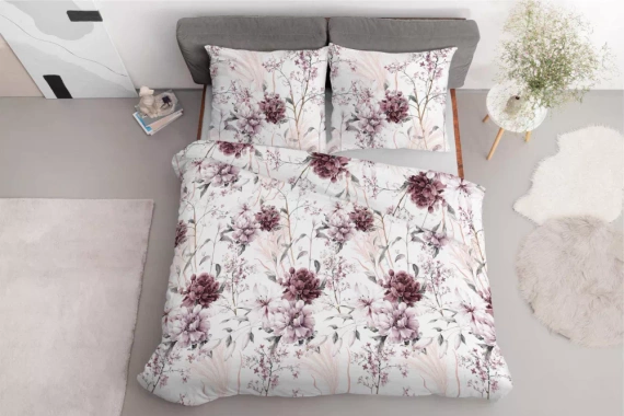 5222 B Pościel satynowa pudrowa różowa na jasnym tle Detexpol