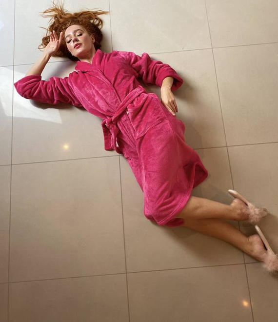 628 Abigail Dlouhý dámský župan Forex - malinový