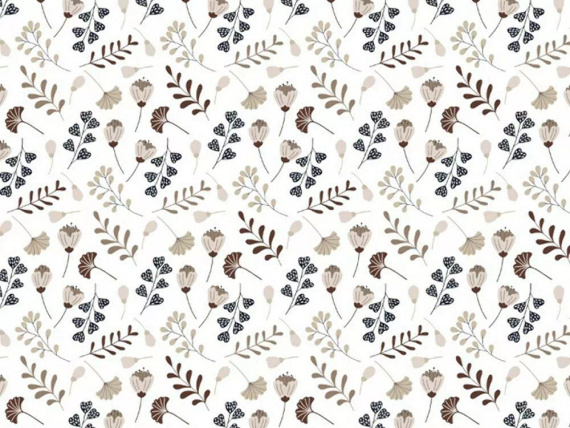 614N Klasické bavlněné povlečení E24 Extrapościel bílé hnědé listy větvičky - 100% bavlna, odolné, barevné, 2dílná sada