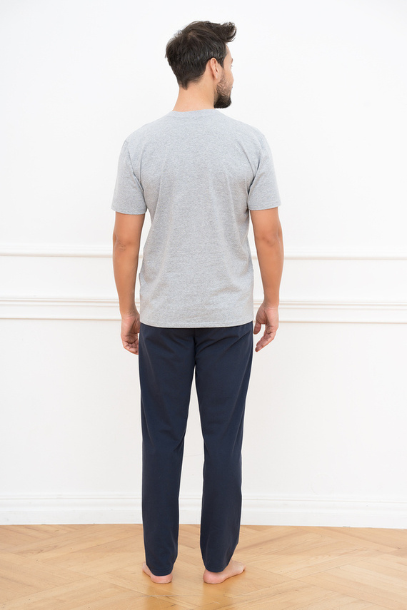 Alcest Pánské pyžamo s krátkým rukávem a dlouhými kalhotami Italian Fashion - tmavě modré