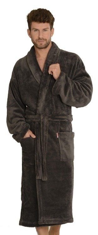 811 De Lafense pánský plyšový župan - šedý