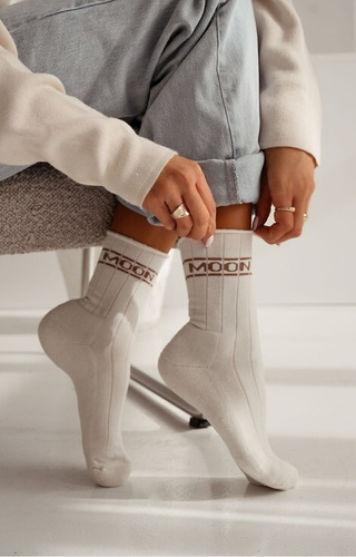 0071-009 Unique Dámské ponožky Milena ecru - bavlna, poloviční froté