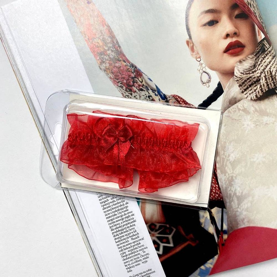 221 De Lafense šifonový podvazek - červený