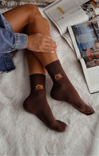 0200-186 Kapibara Dámské ponožky Milena hnědé - bavlněné, vzorované