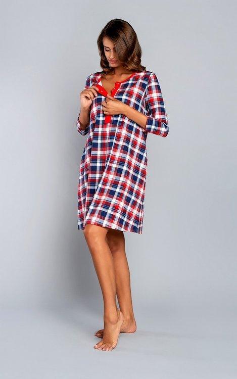 Noční košile pro těhotné a kojící Rugia s 3/4 rukávy Italian Fashion - tmavě modrá