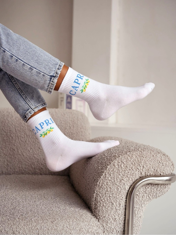 Dámské bavlněné ponožky Milena 0200-239 Capri– pohodlné žebrované white