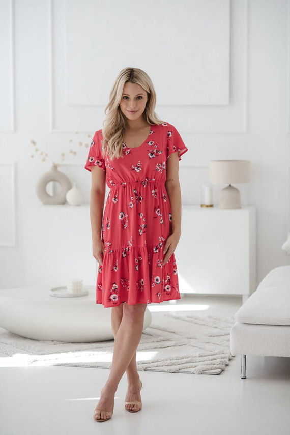 Lovely Dress sukienka ciążowa i do karmienia krótki rękaw Milk&Love koralowy
