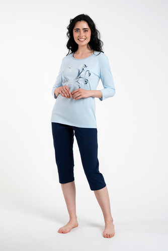 Arietta Dámské pyžamo 3/4 rukávy a 3/4 kalhoty Italian Fashion - modré
