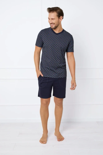 Gerard Pánské pyžamo s krátkým rukávem, šortky Italian Fashion - potisk/zelená