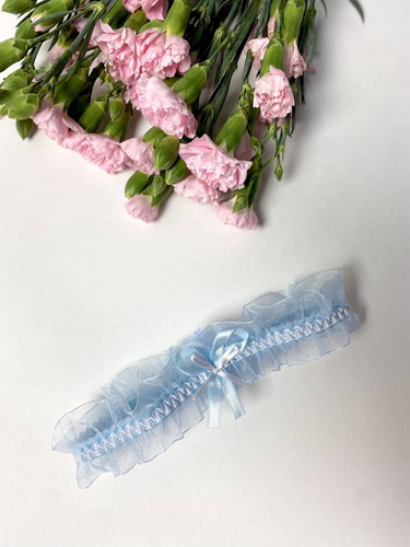 221 Šifonový podvazek De Lafense - světle modrý