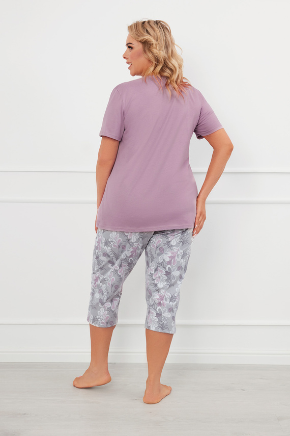 Ibena Dámské pyžamo s krátkým rukávem a 3/4 kalhotami Italian Fashion - heather/print