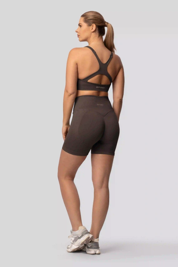 Spaio PUSH-UP PRO modelující bezešvé šortky fitness vysoký pas chocolate