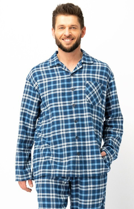 MNS 492 Key jeans pánské pyžamo - kostkovaný flanel, bavlna