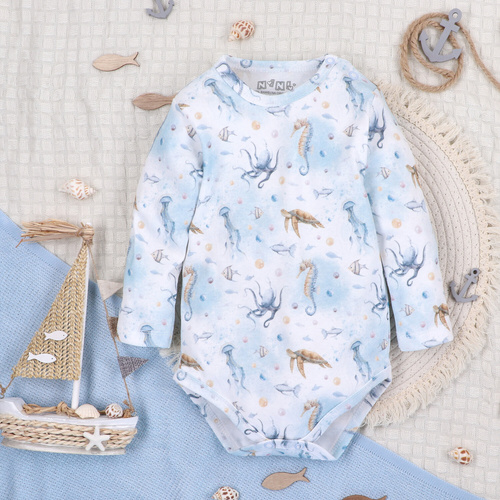 ABN-5445 Body z organické bavlny Sea Of Joy od Nini - organická bavlna, dlouhý rukáv