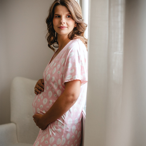 Bambusová noční košile pro těhotné a kojící Emily Eevi - růžová