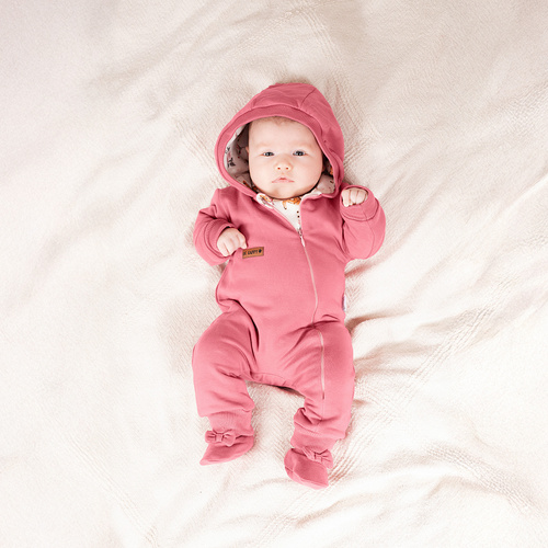 216271 Lala Podšité tepláky Nicol - růžová dětská kombinéza, velikost 56-68