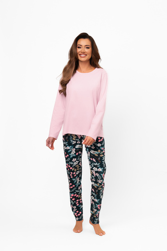 Dámské bavlněné pyžamo Marisal - dlouhý rukáv, dlouhé kalhoty Italian Fashion
